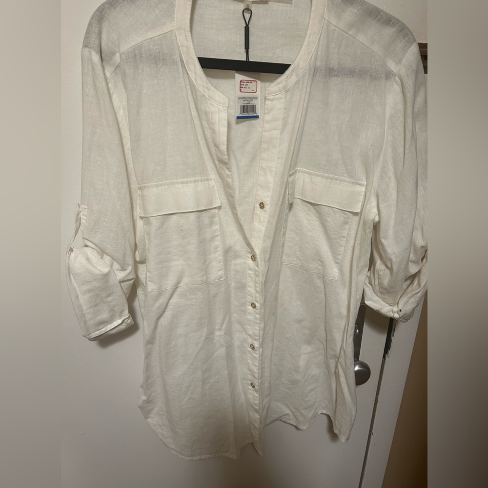 Calvin Klein linen button down top